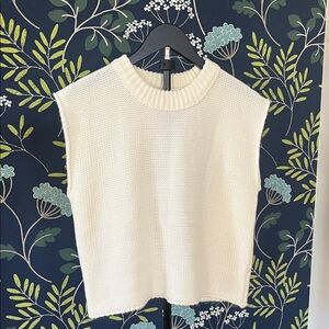 Cream Sleeveless Knit Sweater Size S